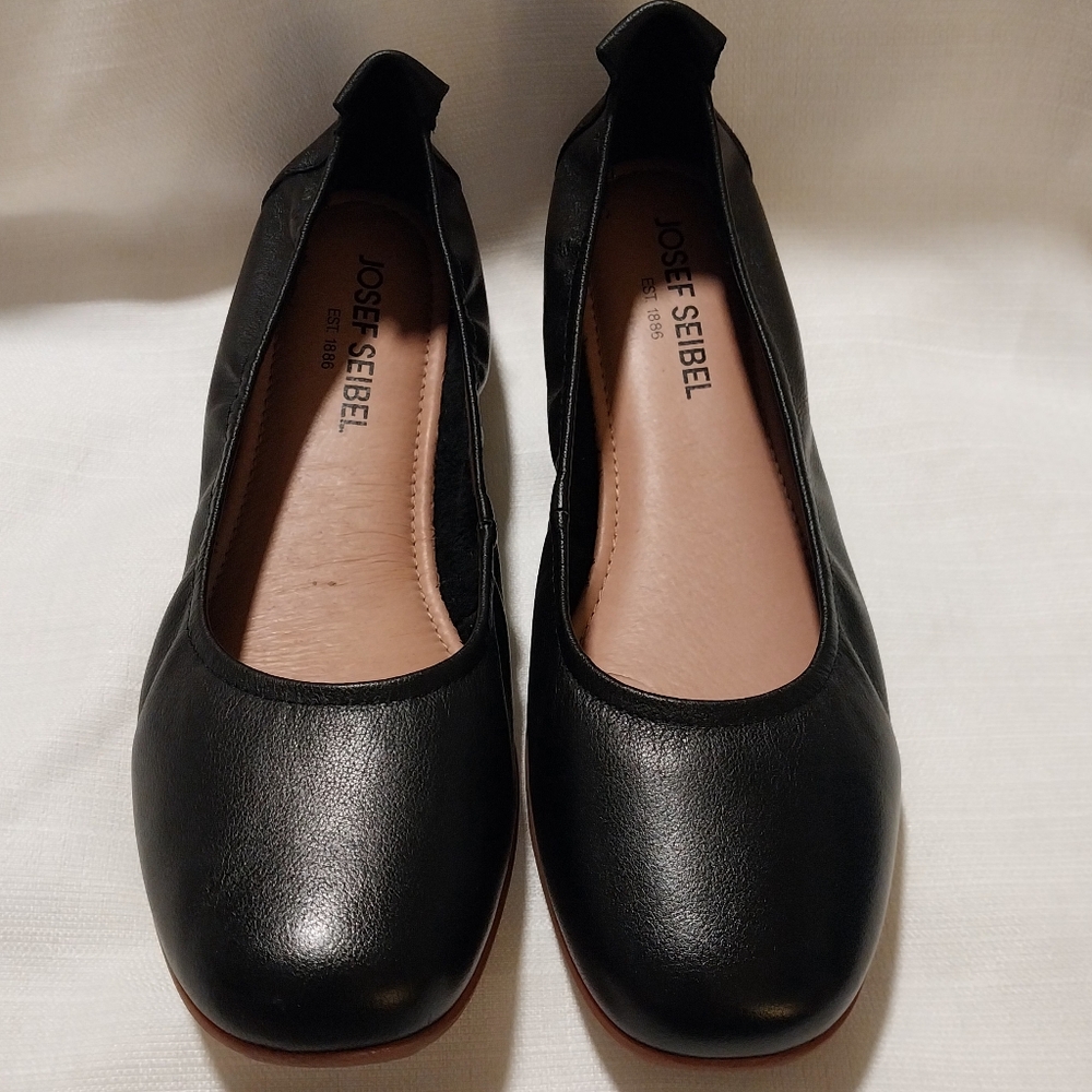 Josef Seibel Fenja Women's Black Leather Slip-On Ballet Flats